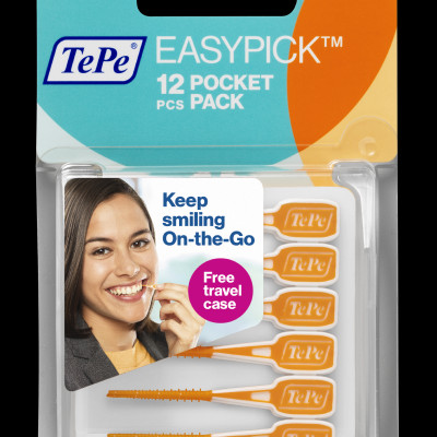 Tăm chải kẽ răng Tepe size XS-S màu cam EasyPick (Vỉ 12 cây kèm hộp)