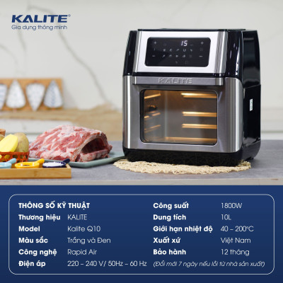 Nồi Chiên Không Dầu KALITE Q10 10L 1800W - Hàng Chính Hãng