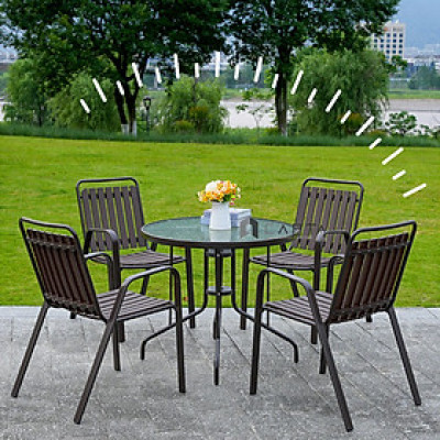 Bộ bàn ghế sân vườn mặt kính 4 ghế TE2020-08G/CC2032-T Nội thất Capta