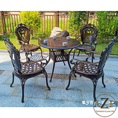 Bộ Bàn Ghế Sân Vườn 80cm Ngoài Trời Outdoor Ban Công (100% Nhôm Đúc) Hàng Nhập Khẩu 100%.