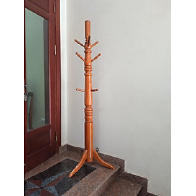 Cây treo đồ bằng gỗ thân to màu nâu nhạt 