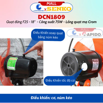 Quạt Đứng Công Nghiệp Senko DCN1809 - Lồng Quạt Mạ Crom - Hàng Chính Hãng - Bảo Hành 24 Tháng