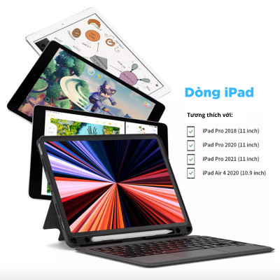 Bao ốp bàn phím thông minh WIWU WALTZ MAGIC dành cho iPad Pro 11 inch 2020/2021 - Hàng Chính Hãng