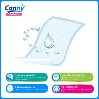 Combo 3 Tấm Đệm Lót Người Lớn Canny Siêu Mềm Mại, Siêu Thấm, Kháng Khuẩn 45x70cm (10 miếng)