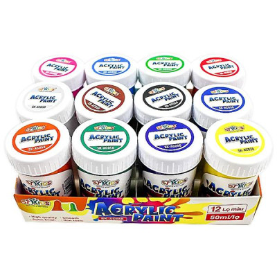 Vỉ 12 Màu Acrylic 50 ml - Stakids SK_AC050