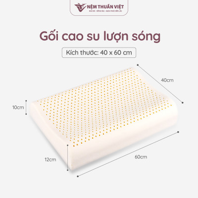 Gối Nằm Cao Su Thuần Việt - Thiết Kế Lượn Sóng, Êm Ái, Giảm Đau Gáy Cổ