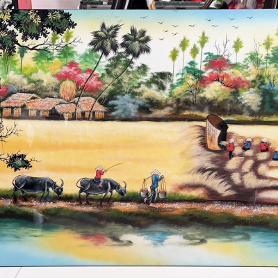 Tranh Sơn Mài - ĐỒNG QUÊ VIỆT NAM | Size 80x140 cm | Nét Đẹp Quê Hương – Nghệ Thuật Truyền Thống