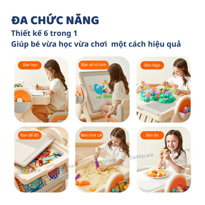 Bàn gấp gọn đa năng kèm bảng từ tính và ghế ngồi cho bé Mideer Multifunctional Block Table