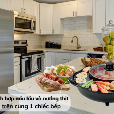 Bếp Lẩu, Nướng Điện 2 Trong 1 Đa Năng Phong Cách Hàn Quốc - Hàng Chính Hãng