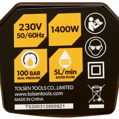 Máy phun xịt rửa xe áp lực cao TOLSEN 79570 1400W- Hàng chính hãng (Tặng kèm 5m dây cấp nước TOTAL THPH2001)