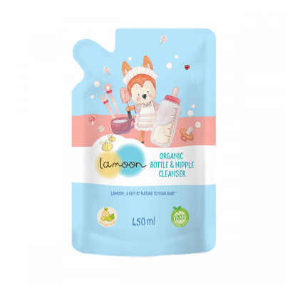 Nước rửa bình sữa Organic cho bé Lamoon - Túi 450ml 