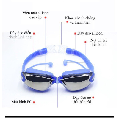 kính bơi người lớn mắt tráng gương YUKE - E770, chống tia UV400, chống nước, chống mờ(Tặng Kèm Hộp)