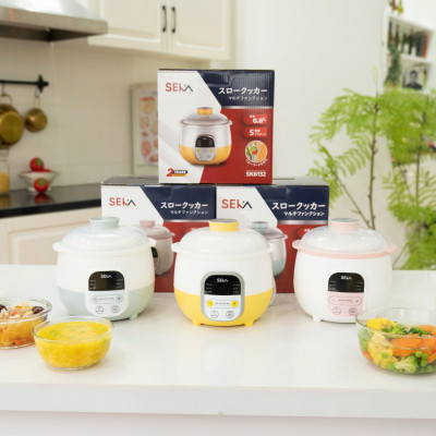 (Model 2025) Nồi Nấu Chậm Đa Năng SEKA SK6132 Nồi Nấu Cháo, Ninh Hầm Hấp 0.8L Hàng Chính Hãng
