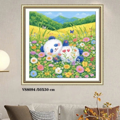 Tranh thêu kín Gấu trúc nhỏ xinh vs8094, kích thước 50x50 cm
