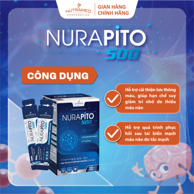Gói uống Nurapito 500 hỗ trợ ngừa và phục hồi sau tai biến mạnh máu não, hạn chế xơ vữa, tắc mạch (20 gói) - Nutramed