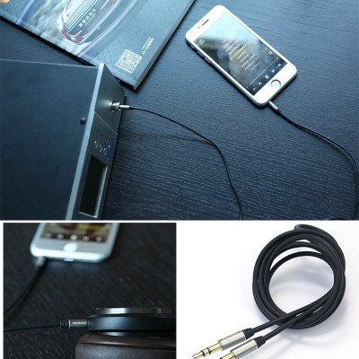 Dây cáp âm thanh Hifi AUX 3.5mm Audio hiệu Remax RL-L100 / Remax RL-L200 truyền tải âm thanh chất lượng cao (đầu cáp mạ vàng, chất dây nylon bền bỉ, công nghệ SR chống gãy đầu cáp) - Hàng nhập khẩu