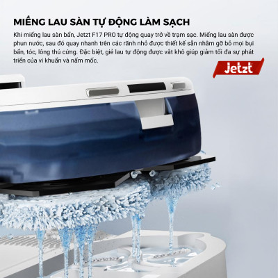 Robot lau sàn hút bụi tự làm sạch Jetzt F17 PRO - Điều khiển giọng nói thông qua app, hàng chính hãng