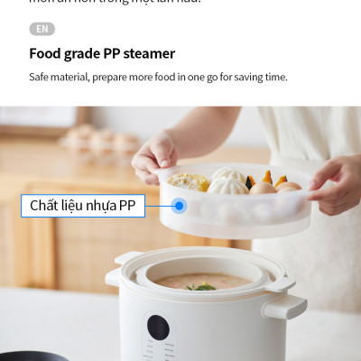 Nồi nấu chậm đa năng Locknlock EJP164IVY - Multi function slow cooker 220V, 50Hz, 350W - Dung tích 2.5L - Hàng chính hãng