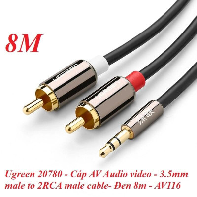 Ugreen UG20780AV116TK 8M màu Đen Cáp âm thanh 2 đầu Bông sen sang 3.5mm Dương mạ vàng - HÀNG CHÍNH HÃNG