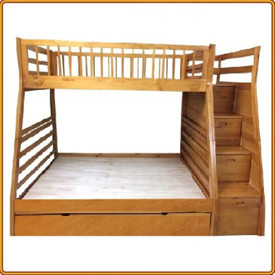 Giường 3 tầng nhập khẩu, cầu thang đảo chiều Tundo màu vàng