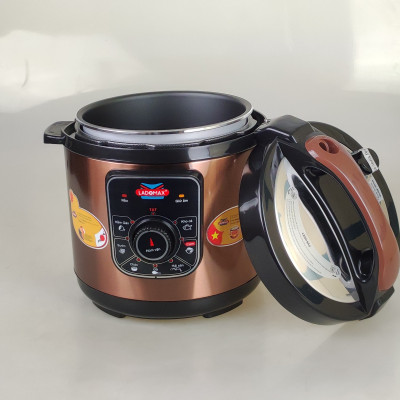 Nồi áp suất điện Ladomax HA-7860 Dung tích 6L kèm khay hấp, công suất 1000W, Màu Inox-Hàng chính hãng