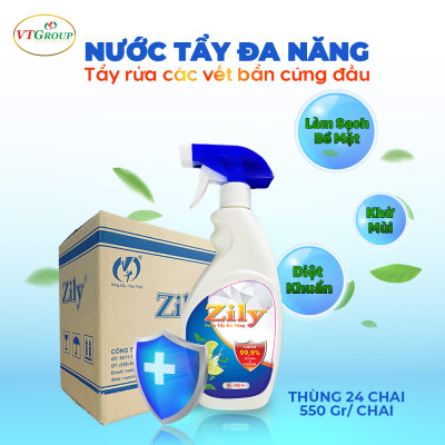 Xịt Tẩy Rửa Đa Năng Zily 550g (24 Chai/Thùng) - Tặng 1 Chai Nước Rửa Chén Zily 4.7Kg
