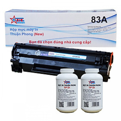 COMBO Hộp mực Thuận Phong 83A / 337 (TỰ NẠP) + 2 lọ mực đổ TP01 dùng cho máy in HP LJ M125/ M127/ M201/ M225/ Canon LBP 151dw/ MF 211/ 212w/ 221D/ 215/ 217w/ 226dn/ 229dw - Hàng Chính Hãng