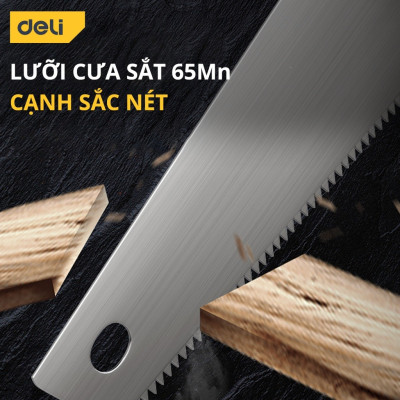 Cưa Cầm Tay Bản Rộng Deli Chính Hãng - Chiều Dài 450mm - Lưỡi Cưa Thép Sắc Bén - Vỏ Bọc An Toàn, Bảo Vệ Lưỡi Cưa - Hàng Chính Hãng - DL6845