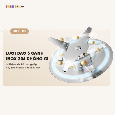 Máy Làm Sữa Hạt 0,6L BEAR Máy Xay Nhuyễn Mịn, Máy Xay Hạt Máy Xay Sinh Tố Mini Nấu Cháo Tự Động Vệ Sinh SB-SH06C - Hàng Chính Hãng
