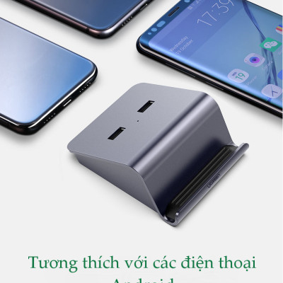 Giá đỡ điện thoại kèm Hub USB 2.0 2 cổng hỗ trợ OTG, Bluetooth 4.0 UGREEN 50924 - Hàng chính hãng