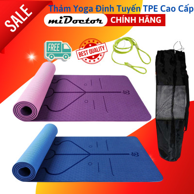 Thảm Yoga Định Tuyến 2 Lớp 6mm miDoctor + Bao Đựng Thảm Yoga Định Tuyến + Dây Buộc (Màu Ngẫu Nhiên)