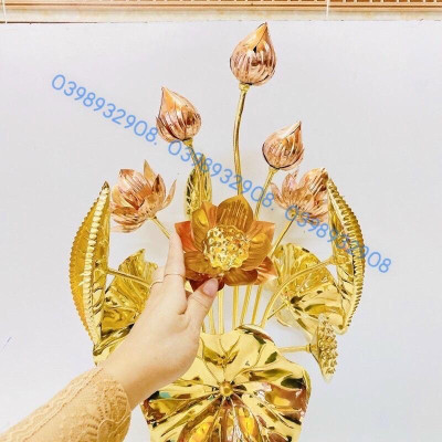 HOA SEN ĐỒNG CAO 75 CM NẶNG 3.8 KG CHẤT LIỆU BẰNG ĐỒNG 