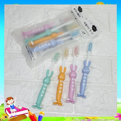 Sản phẩm dụng cụ vệ sinh -Com bo túi 4 bàn chải đánh răng hình thú cho bé có đế hít nhiều màu ,lông bàn chải siêu mềm phù hợp cho bé dưới 10 tuổi