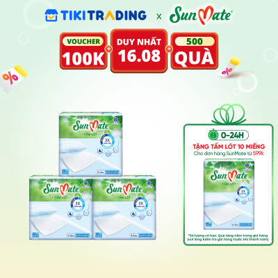 Combo 3 Tấm lót SunMate cải tiến mới 20 miếng/gói size M (45 x 70cm)