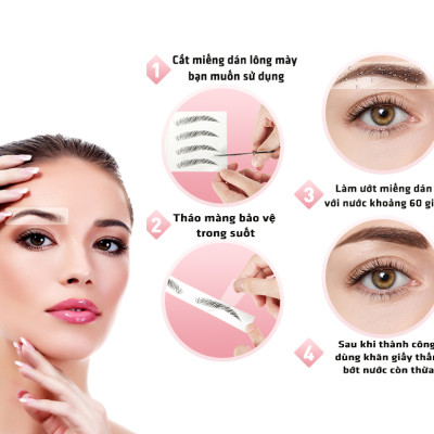 Set 20 Hình Xăm Miếng Dán Lông Mày 6D Chống Thấm Nước Lâu Trôi 