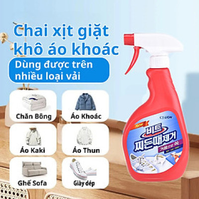 Chai xịt giặt khô quần áo, giày dép Lion Hàn Quốc 500ml làm sạch siêu tốc, an toàn