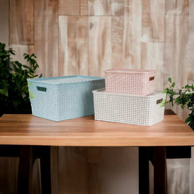 Giỏ đựng đồ có nắp đậy bằng nhựa cao cấp kiểu dáng màu sắc phong cách hàn quốc