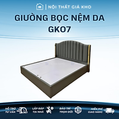 Giường Bọc Nệm Da Adora Gk07 Ốp Viền Đồng