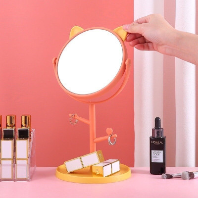 Gương Tai Mèo Để Bàn Trang Điểm Xoay 1 Mặt Hàn Quốc - Hàng chính hãng