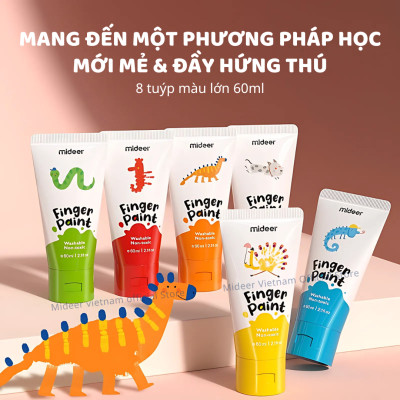 Finger Paint Mideer màu vẽ mặt, vân tay, màu nước an toàn cho bé kèm sổ vẽ và dụng cụ