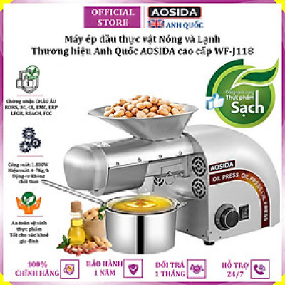 Máy ép dầu thực vật Nóng và Lạnh thương hiệu Anh Quốc AOSIDA WF-J118 - Hàng nhập khẩu