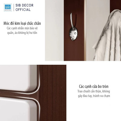 Tủ Giày Đa Năng Tích Hợp 6 Móc Treo Đồ Tiện Lợi, Đặt Tại Lối Vào Phòng Khách SIB Decor KG48