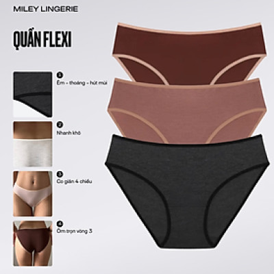 Combo 3 quần lót nữ cotton co dãn 4 chiều Flexi Miley Lingerie - Màu ngẫu nhiên
