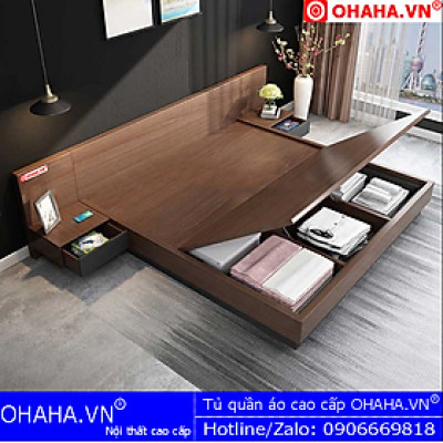 Giường ngủ gỗ cao cấp OHAHA kiểu Nhật (GN101)