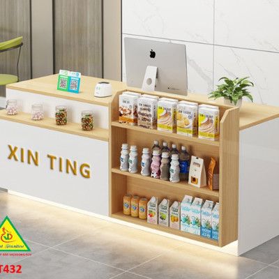 Quầy tính tiền, Bàn thu ngân cho cửa hàng tiện lợi, siêu thị mini QTT432 - NỘI THẤT LẮP RÁP VIENDONGADV