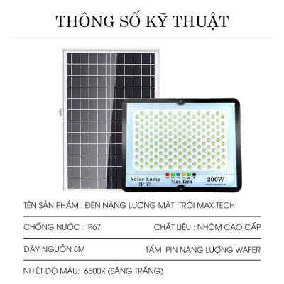 Đèn năng lượng mặt trời MAXTECH bóng to 150w, 200w, 250w, 300w - Công suất lớn, Siêu bền- D1370