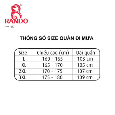 Quần Đi Mưa Thời Trang RANDO Cao Cấp, Chính Hãng Vải Dù Không Thấm Nước Dành Cho Đi Phượt, Đi Xe Máy, Xe đạp