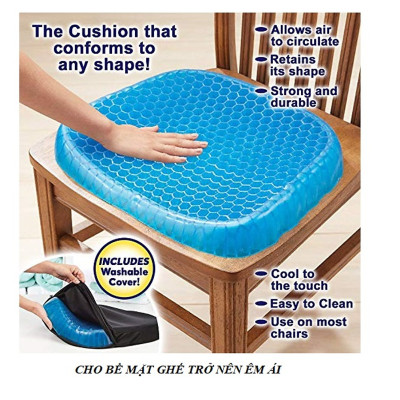 Đệm ngồi 3D Silicon 2 lớp cao cấp thoáng khí chống đau mỏi, Đệm Ngồi Thông Minh Lưu Thông Máu Thoáng Khí, đệm lót ghế ngồi silicon 3d - Hàng Chính hãng dododios