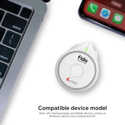 Khóa bảo mật VinCSS FiDO2® Fingerprint (NFC/Bluetooth/USB-C) - Multi Factor authentication (MFA) - Security Key and passkey - Chuẩn FIDO2 - Bảo vệ tài khoản online -  Hàng chính hãng