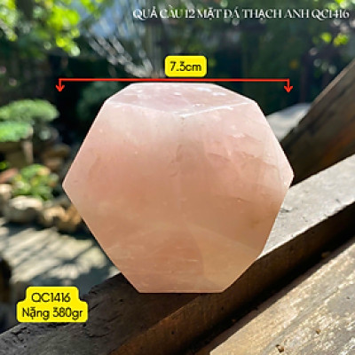 Quả cầu 12 mặt đá thạch anh NHASAN QC1416 vật phẩm mang theo bên người thu hút may mắn - nặng 380gr, đường kính 7.3cm